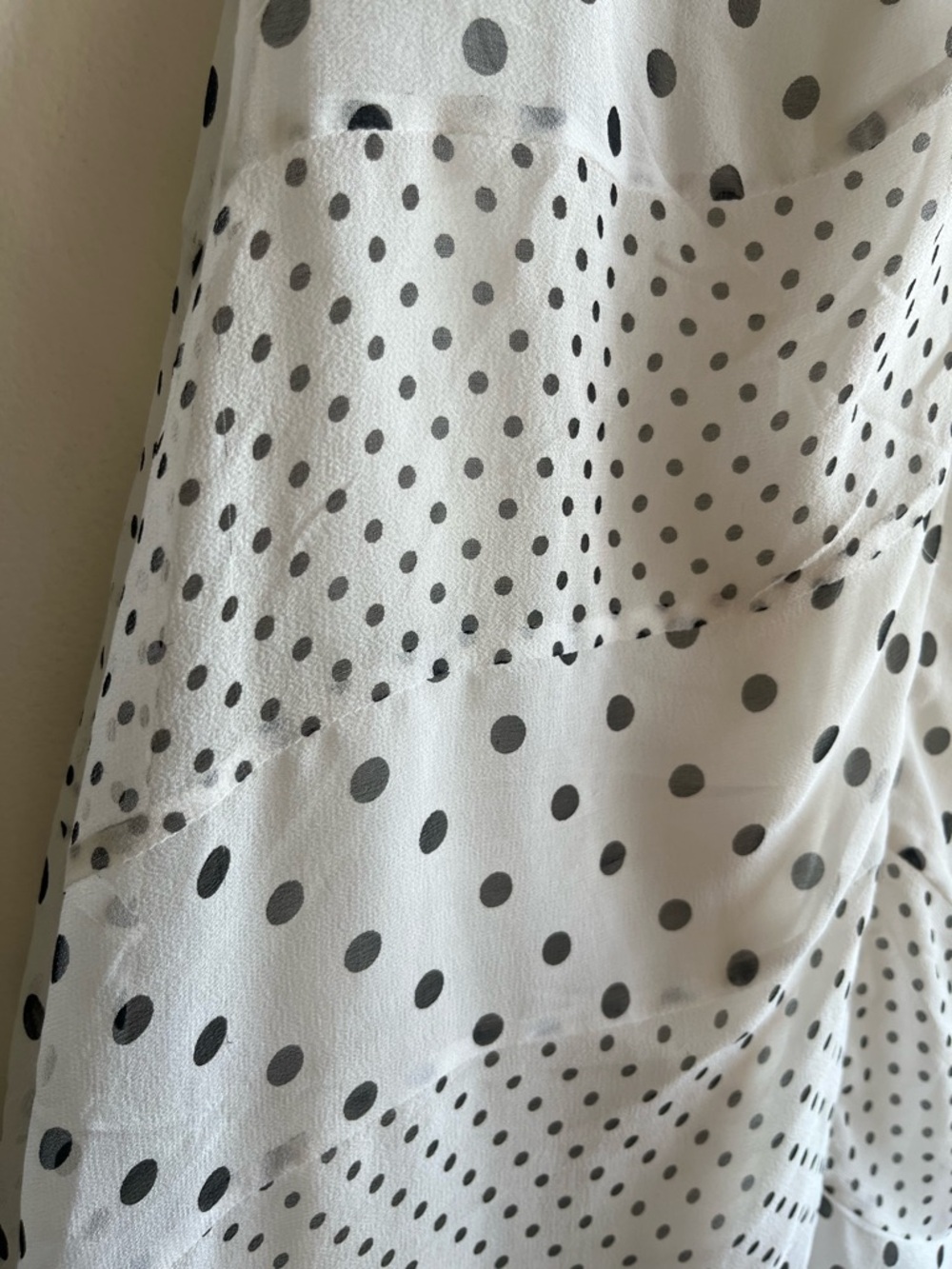 BCBGMaxAzria White and Gray Polka Dot Midi Dress - Picture 7 of 10